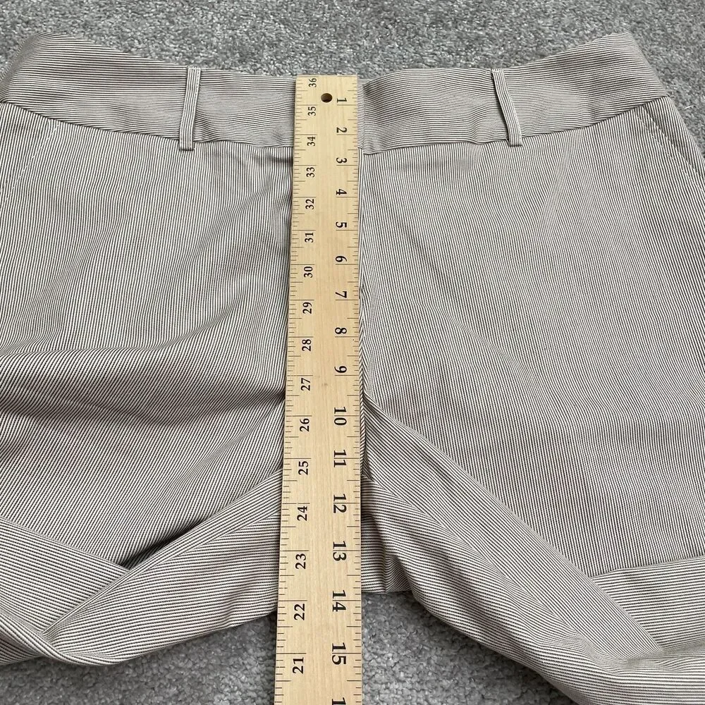 Courtenay High Rise Bermuda Dress Shorts Womens 14W White Brown Pinstriped NWT